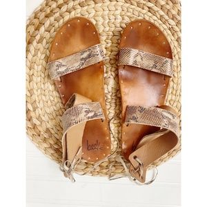 Beek Snakeskin Cardinal Leather Lace Up Back Sandal 8